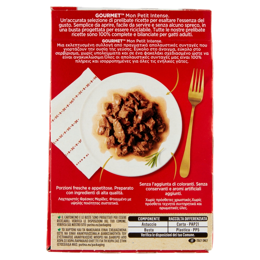 PURINA GOURMET Mon Petit Filettini Intense cotti in Salsa (Manzo / Agnello / Vitello) 6x50g