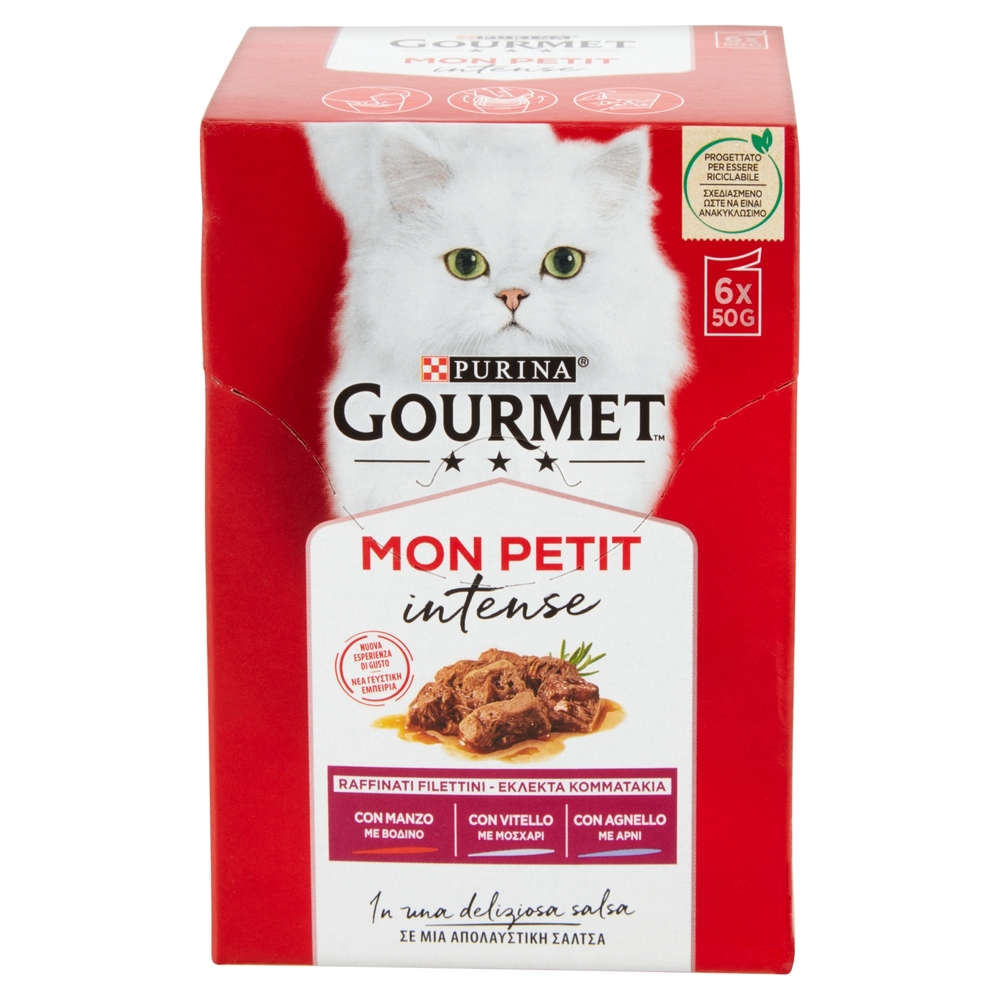 PURINA GOURMET Mon Petit Filettini Intense cotti in Salsa (Manzo / Agnello / Vitello) 6x50g