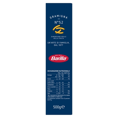 Barilla Pasta Gramigna n.52 100% grano italiano 500 g