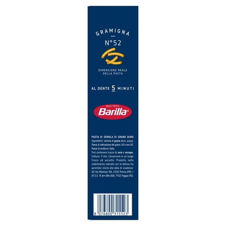 Barilla Pasta Gramigna n.52 100% grano italiano 500 g