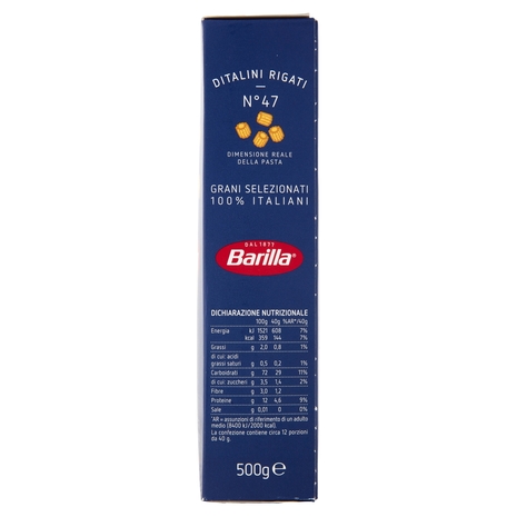 Barilla Pasta Ditalini Rigati n.47 100% Grano Italiano 500g