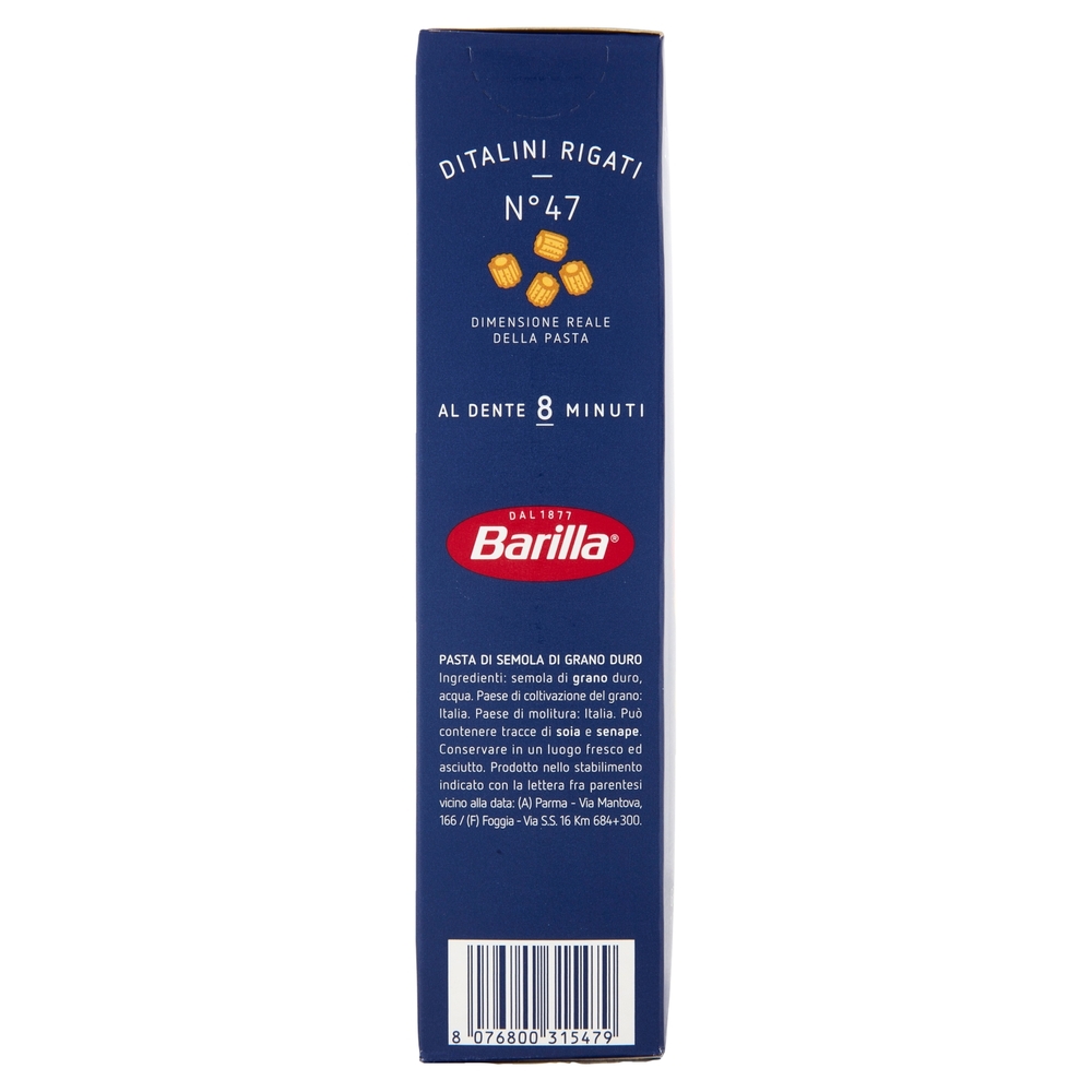 Barilla Pasta Ditalini Rigati n.47 100% Grano Italiano 500g