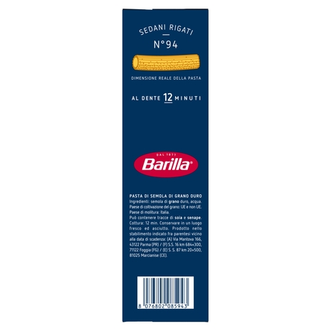 Barilla Pasta Sedani Rigati n.94 100% Grano Italiano 500g