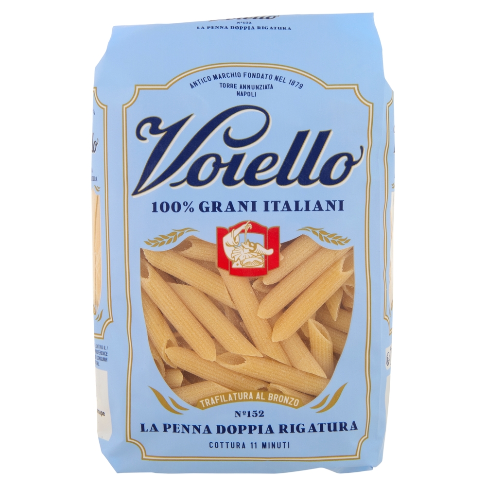 Voiello Pasta La Penna Doppia Rigatura N°152 grano Aureo 100% italiano Trafilata bronzo 500g