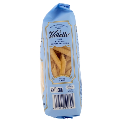 Voiello Pasta La Penna Doppia Rigatura N°152 grano Aureo 100% italiano Trafilata bronzo 500g