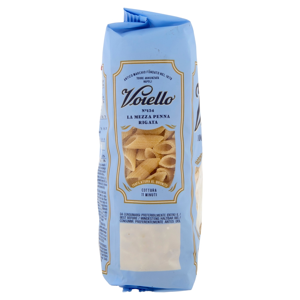 Voiello Pasta La Mezza Penna Rigata N°154 grano Aureo 100% italiano Trafilata bronzo 500g