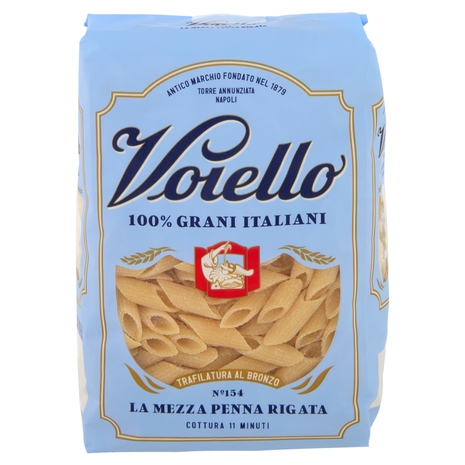 Voiello Pasta La Mezza Penna Rigata N°154 grano Aureo 100% italiano Trafilata bronzo 500g