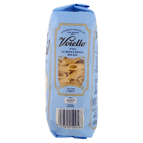 Voiello Pasta La Mezza Penna Rigata N°154 grano Aureo 100% italiano Trafilata bronzo 500g