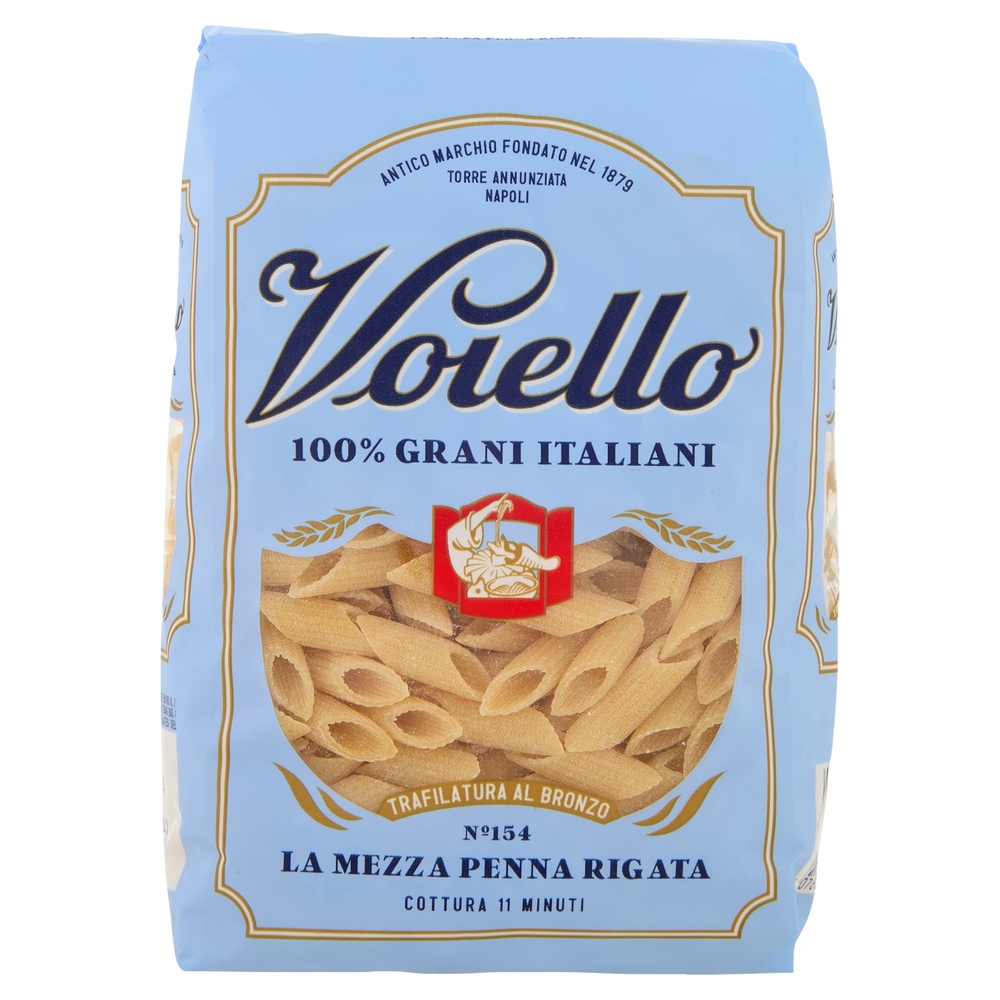 Voiello Pasta La Mezza Penna Rigata N°154 grano Aureo 100% italiano Trafilata bronzo 500g
