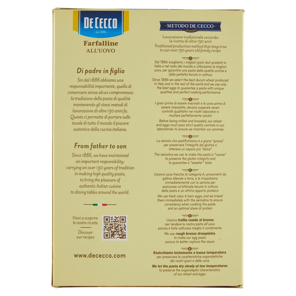 De Cecco Farfalline n° 695 all'Uovo 250 g