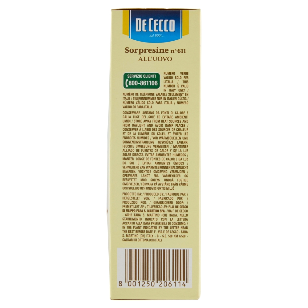 De Cecco Sorpresine n° 611 all'Uovo 250 g