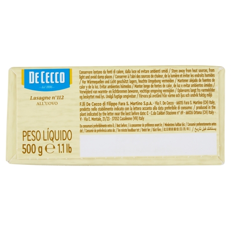 De Cecco Lasagne n°112 all'Uovo 500 g