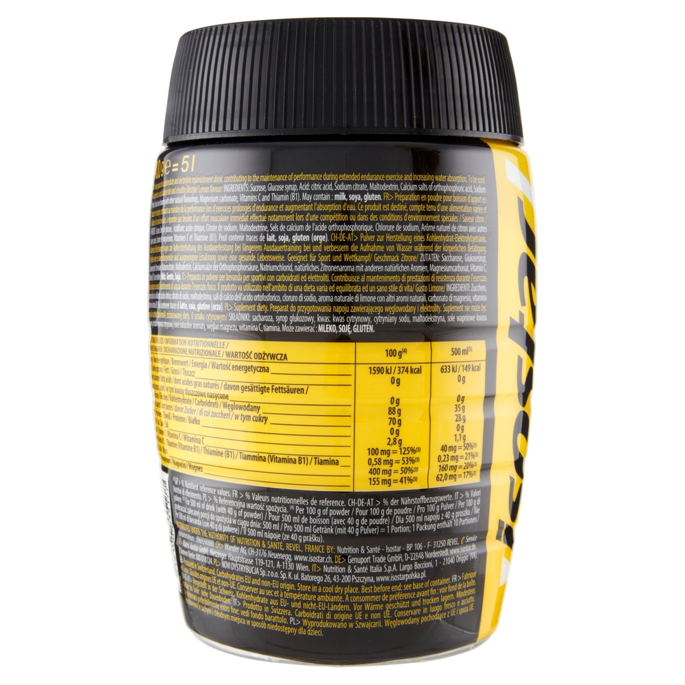 Isostad Hydrate & Perform¹, per sportivi, polvere per bevanda isotonica, Lemon Flavour - 400 g