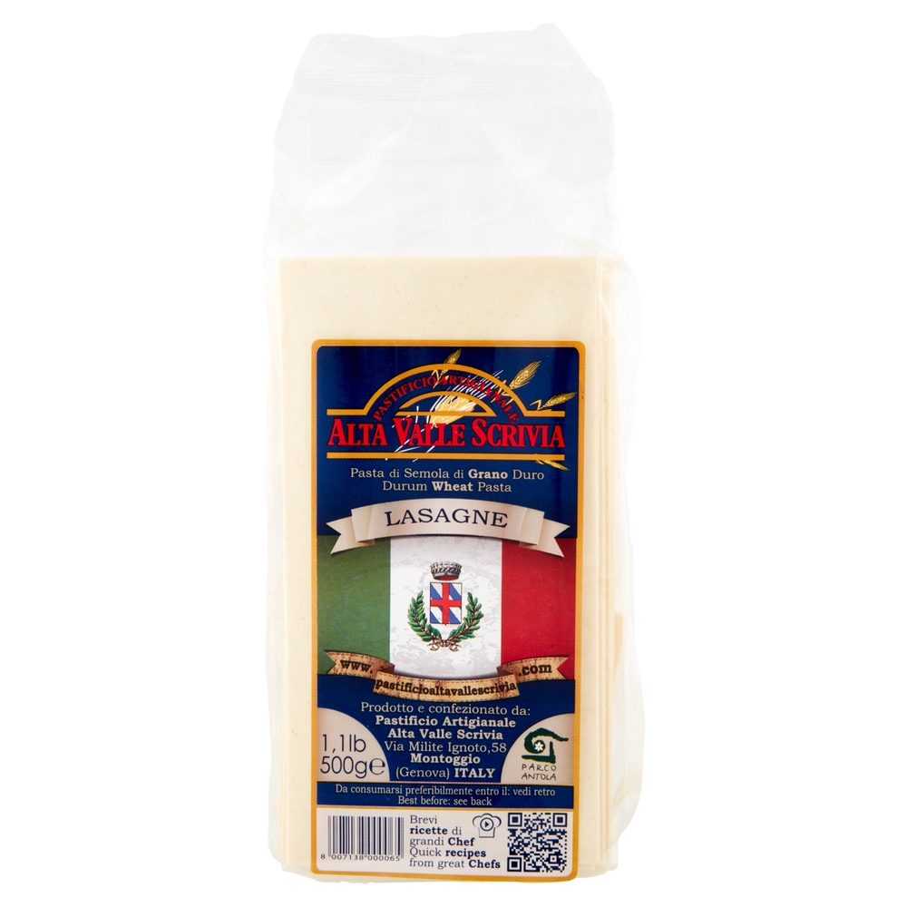 Pastificio Artigianale Alta Valle Scrivia Pasta di Semola di Grano Duro Lasagne 500 g