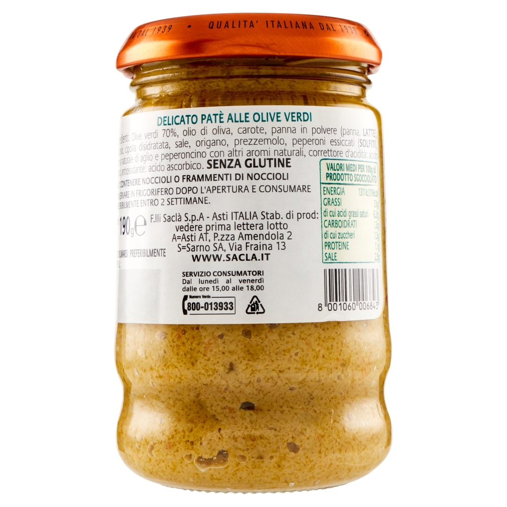 Saclà Patè di Olive Verdi 190 g