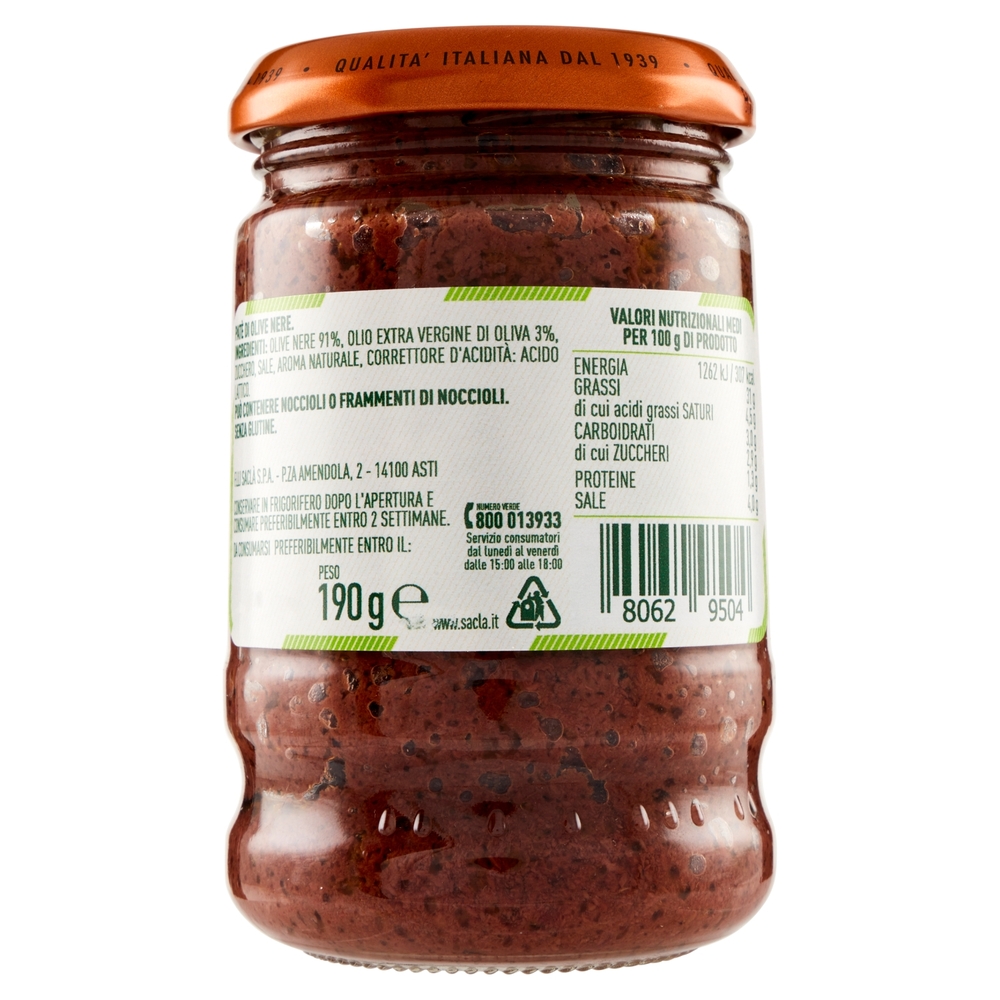 Saclà Patè Olive Nere 190 g