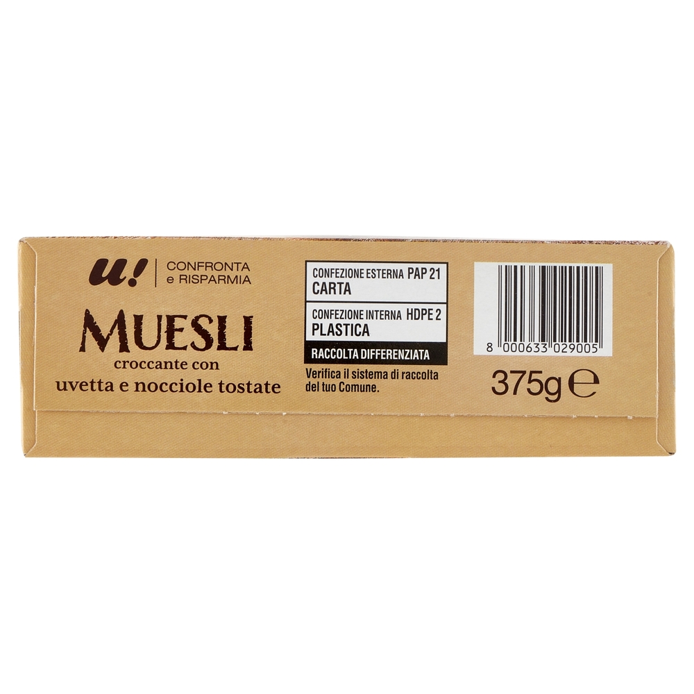 Muesli Croccante con Uvetta e Nocciole Tostate U! Confronta e Risparmia