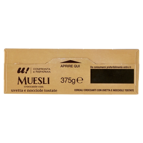 Muesli Croccante con Uvetta e Nocciole Tostate U! Confronta e Risparmia