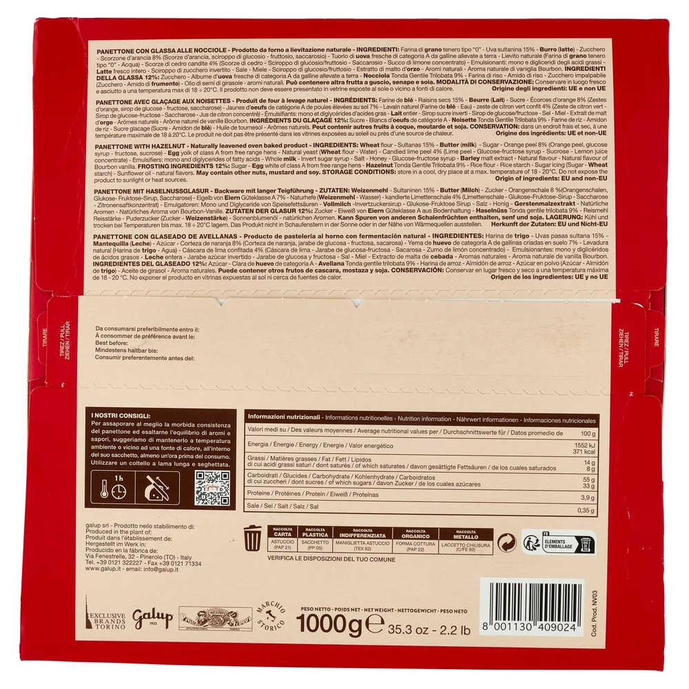 Galup il Panettone Goloso con Glassa alle Nocciole 1000 g
