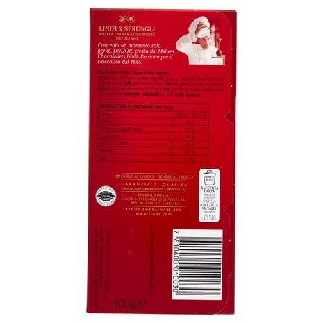 Lindt Lindor Tavoletta Cioccolato al latte 100 g