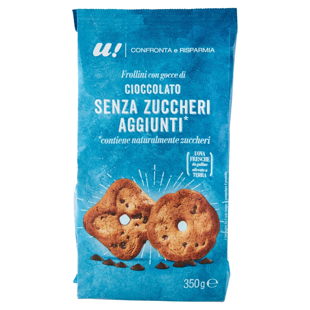 Frollini con Gocce di Cioccolato Senza Zuccheri Aggiunti U! Confronta e Risparmia