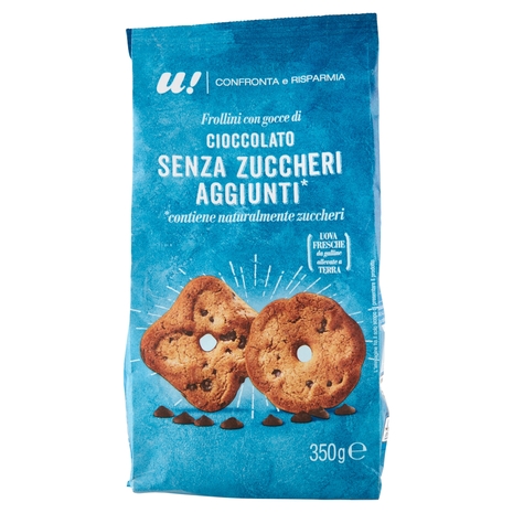 Frollini con Gocce di Cioccolato Senza Zuccheri Aggiunti U! Confronta e Risparmia