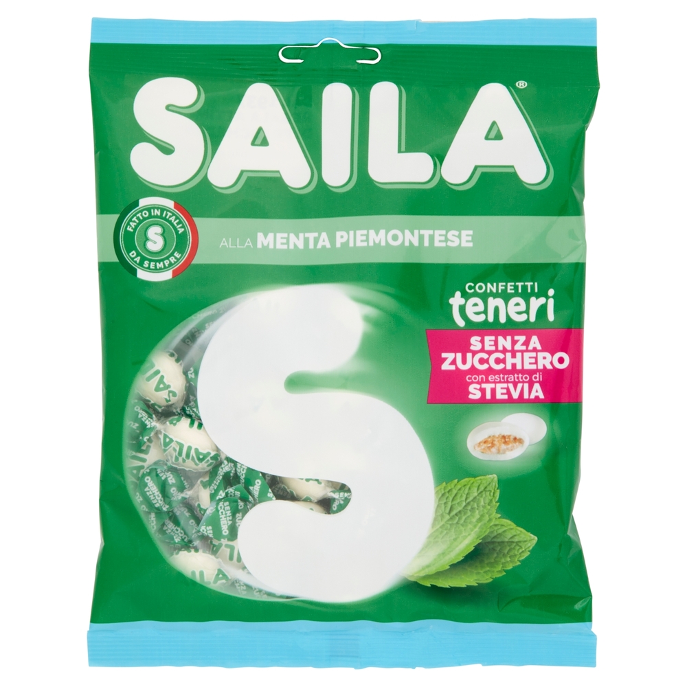Saila alla Menta Piemontese Confetti teneri Senza Zucchero con estratto di Stevia 75 g