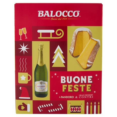 Balocco Buone Feste il Pandoro 750 g & Gran Dessert Contri 75 cl