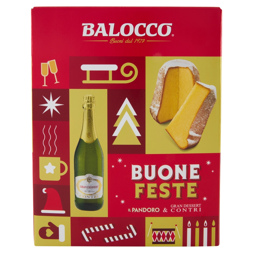 Balocco Buone Feste il Pandoro 750 g & Gran Dessert Contri 75 cl