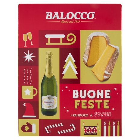 Balocco Buone Feste il Pandoro 750 g & Gran Dessert Contri 75 cl