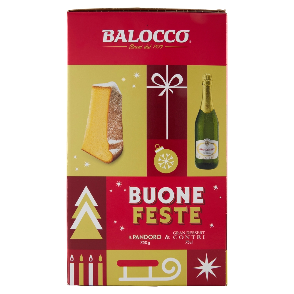 Balocco Buone Feste il Pandoro 750 g & Gran Dessert Contri 75 cl