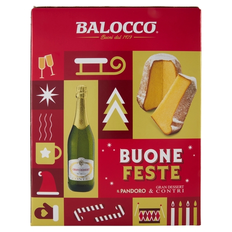 Balocco Buone Feste il Pandoro 750 g & Gran Dessert Contri 75 cl