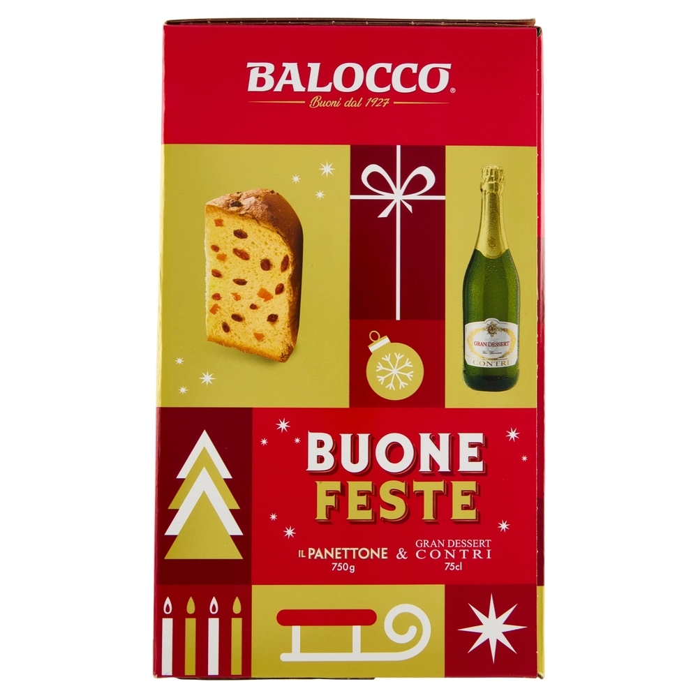 Balocco Buone Feste il Panettone 750 g & Gran Dessert Contri 75 cl