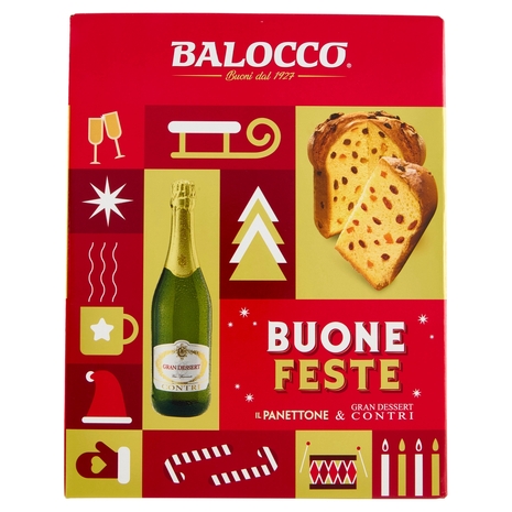 Balocco Buone Feste il Panettone 750 g & Gran Dessert Contri 75 cl