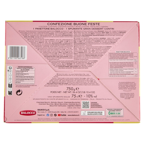 Balocco Buone Feste il Panettone 750 g & Gran Dessert Contri 75 cl