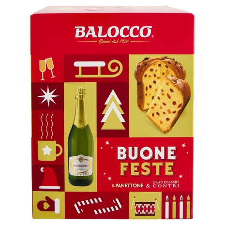 Balocco Buone Feste il Panettone 750 g & Gran Dessert Contri 75 cl