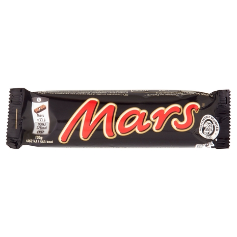 Mars Barretta Snack con Caramello Ricoperta al Cioccolato 51 g