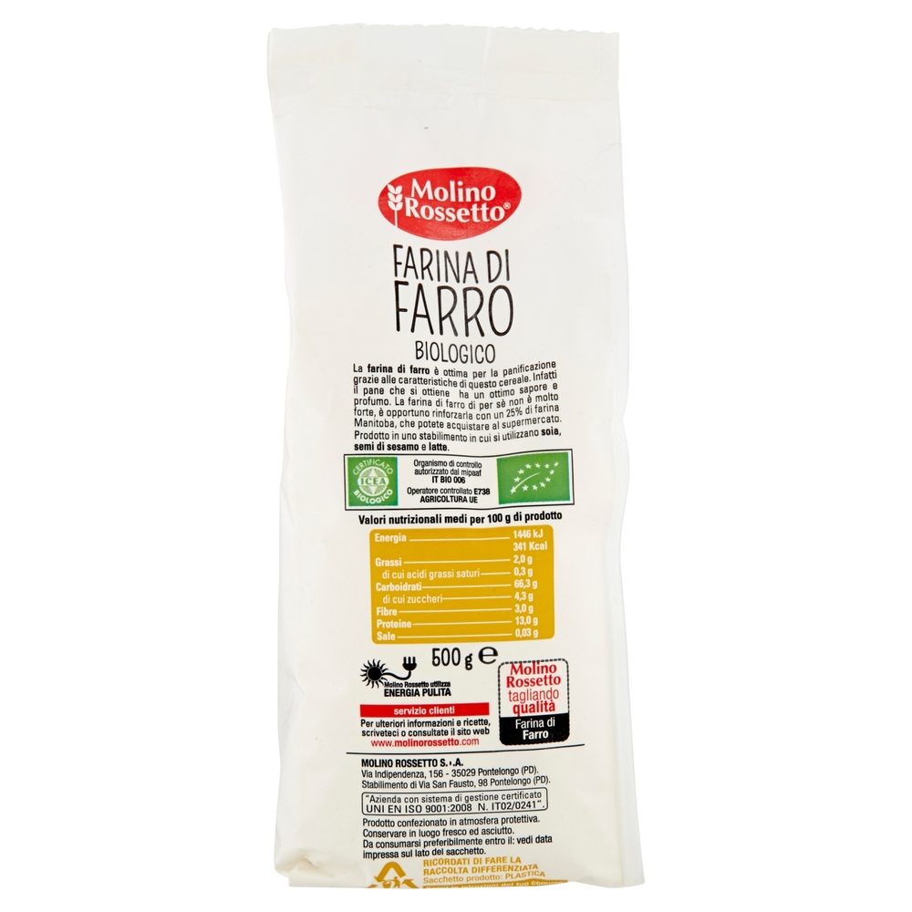 Molino Rossetto Farine Speciali Farina di Farro Biologico 500 g