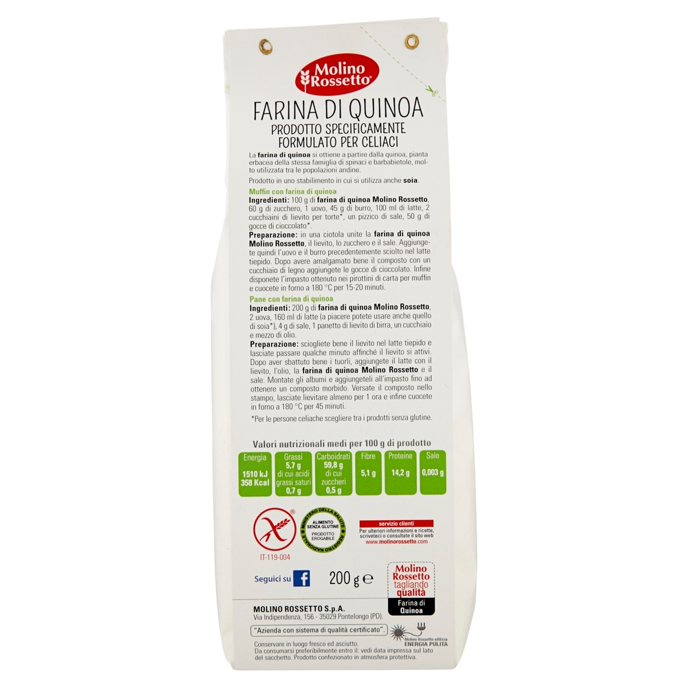 Molino Rossetto Farine Speciali Farina di Quinoa senza glutine 200 g