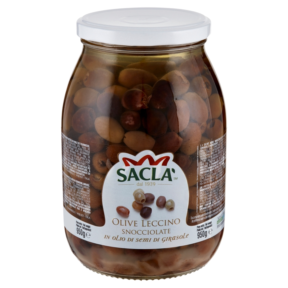 Saclà Olive Leccino Snocciolate in Olio di Semi di Girasole 950 g