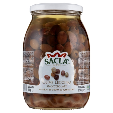 Saclà Olive Leccino Snocciolate in Olio di Semi di Girasole 950 g