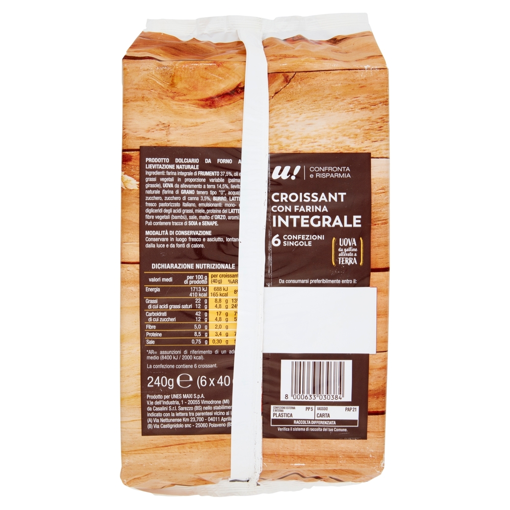 6 Croissant con Farina Integrale U! Confronta e Risparmia