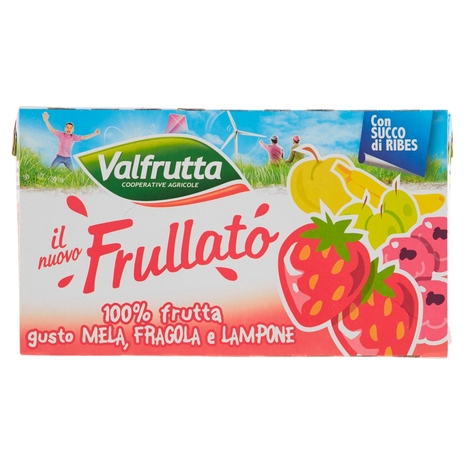Valfrutta il nuovo Frullato 100% frutta gusto Mela, Fragola e Lampone 3 x 125 ml