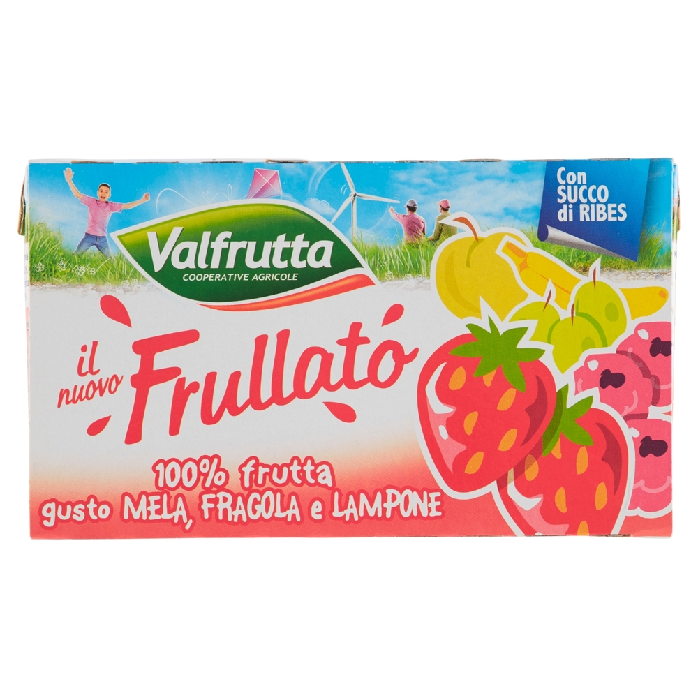 Valfrutta il nuovo Frullato 100% frutta gusto Mela, Fragola e Lampone 3 x 125 ml