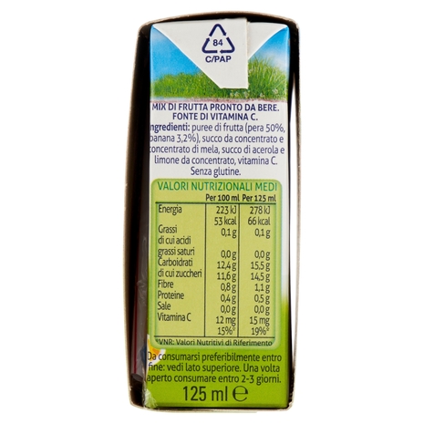 Valfrutta il nuovo Frullato 100% da frutta gusto Pera 3 x 125 ml