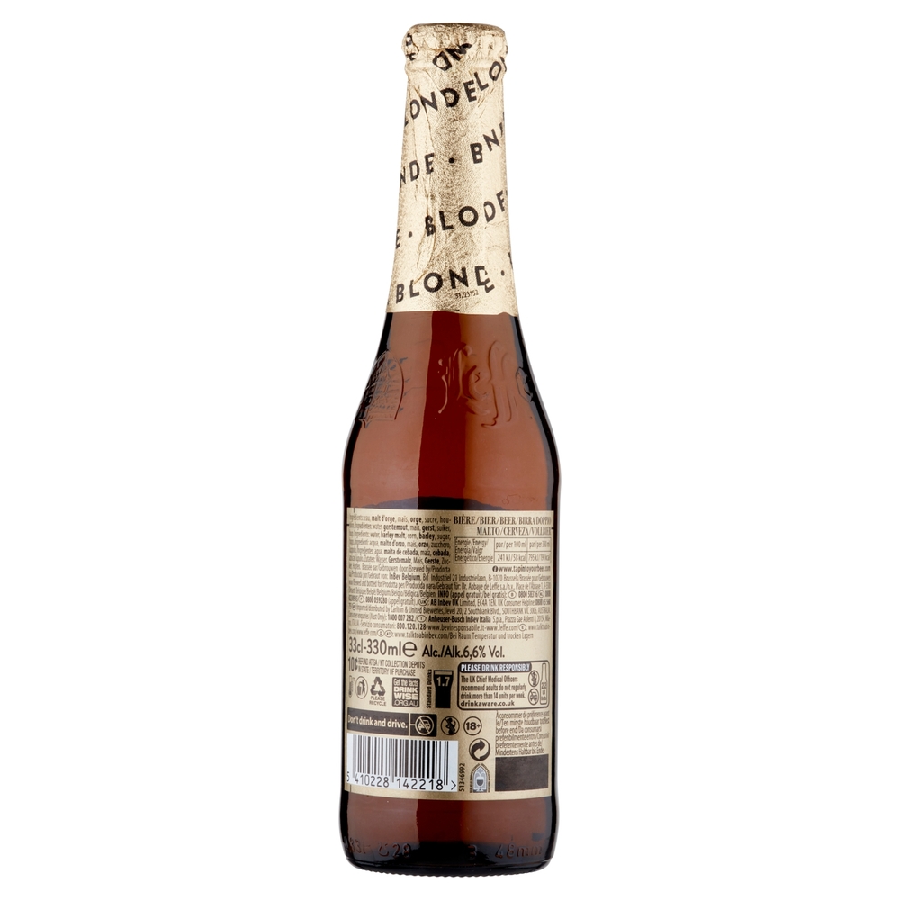 LEFFE BLONDE Birra bionda belga d'abbazia doppio malto bottiglia 33cl
