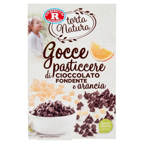 F.lli Rebecchi Valtrebbia torta Natura Gocce pasticcere di Cioccolato Fondente e arancia 90 g