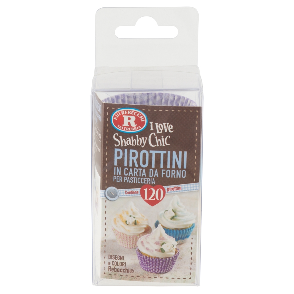 F.lli Rebecchi Valtrebbia I Love Shabby Chic Pirottini in Carta da Forno per Pasticceria 120 pz
