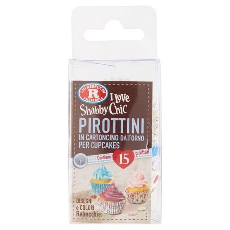 F.lli Rebecchi Valtrebbia I Love Shabby Chic Pirottini Cartoncino da Forno per Cupcakes ø 3 cm 15 pz