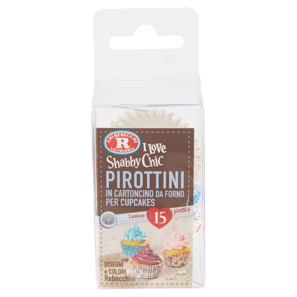 F.lli Rebecchi Valtrebbia I Love Shabby Chic Pirottini Cartoncino da Forno per Cupcakes ø 3 cm 15 pz